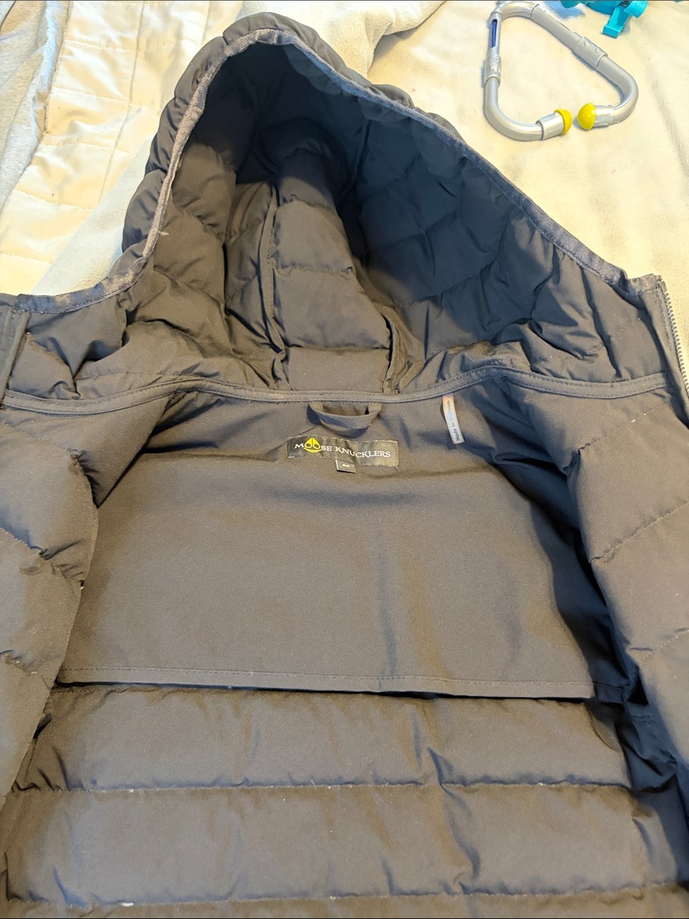 Moose Knuckles Kids Dark Gray Quilted Puffer Jacket with Hood
